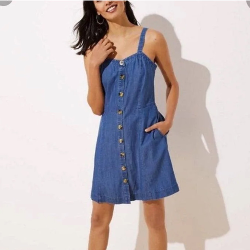 Ann Taylor Loft Chambray button down mini dress